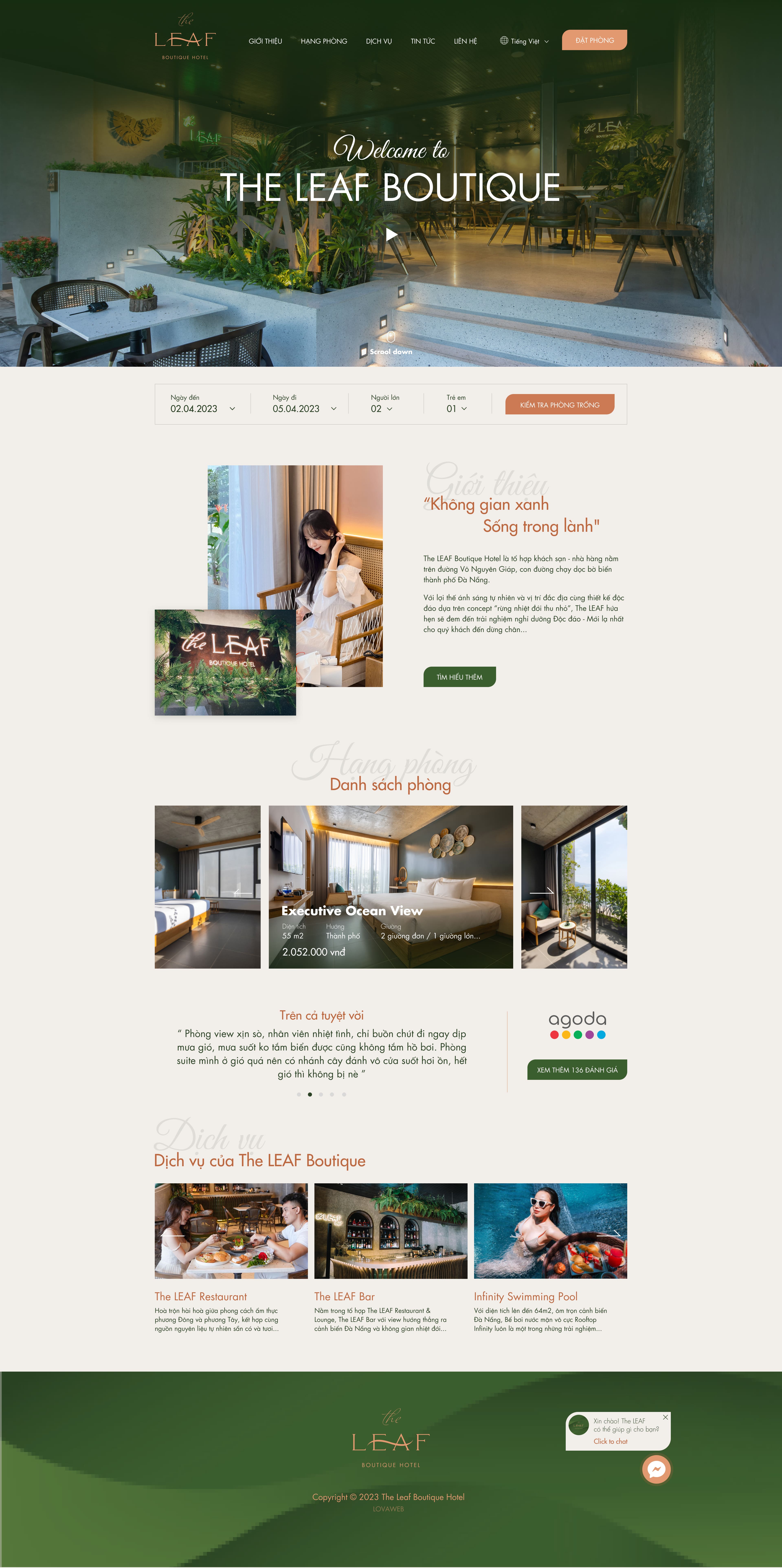 Dự án thiết kế Website khách sạn The LEAF Boutique